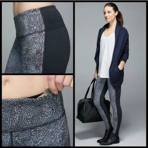 Lululemon Grey And Black Color Block Pattern Leggings Womens Size 8